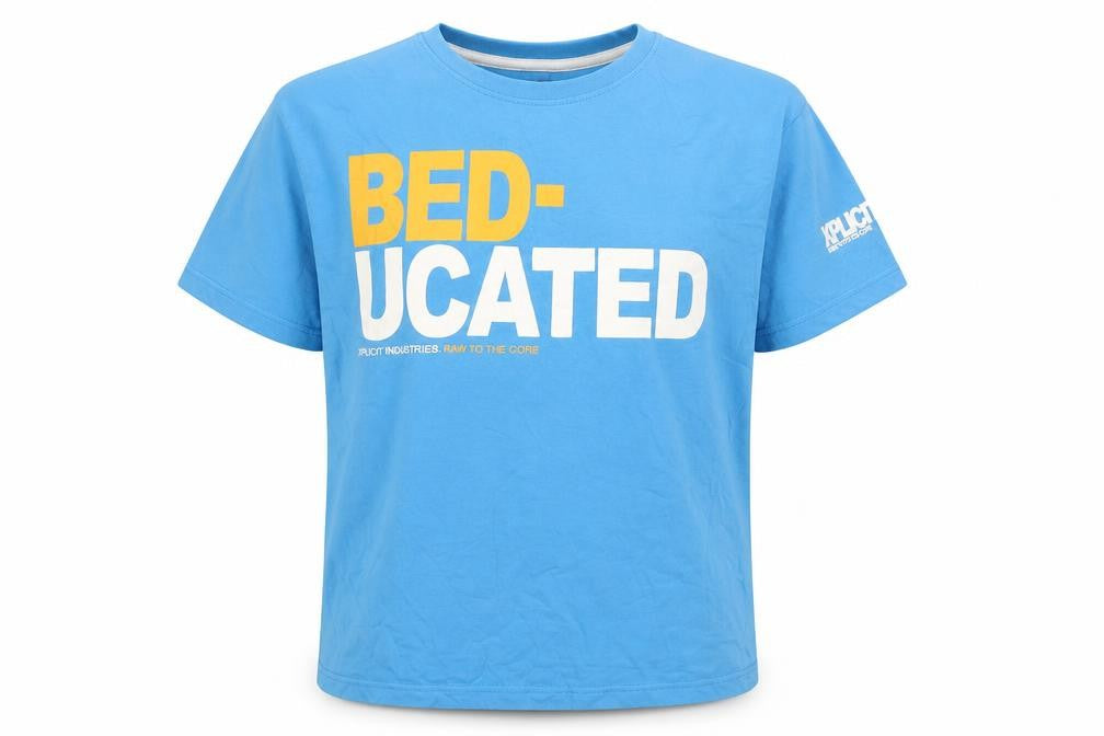 Xplicit Industries Mens Blue BEDUCATED Funny Graphic T-Shirt XL