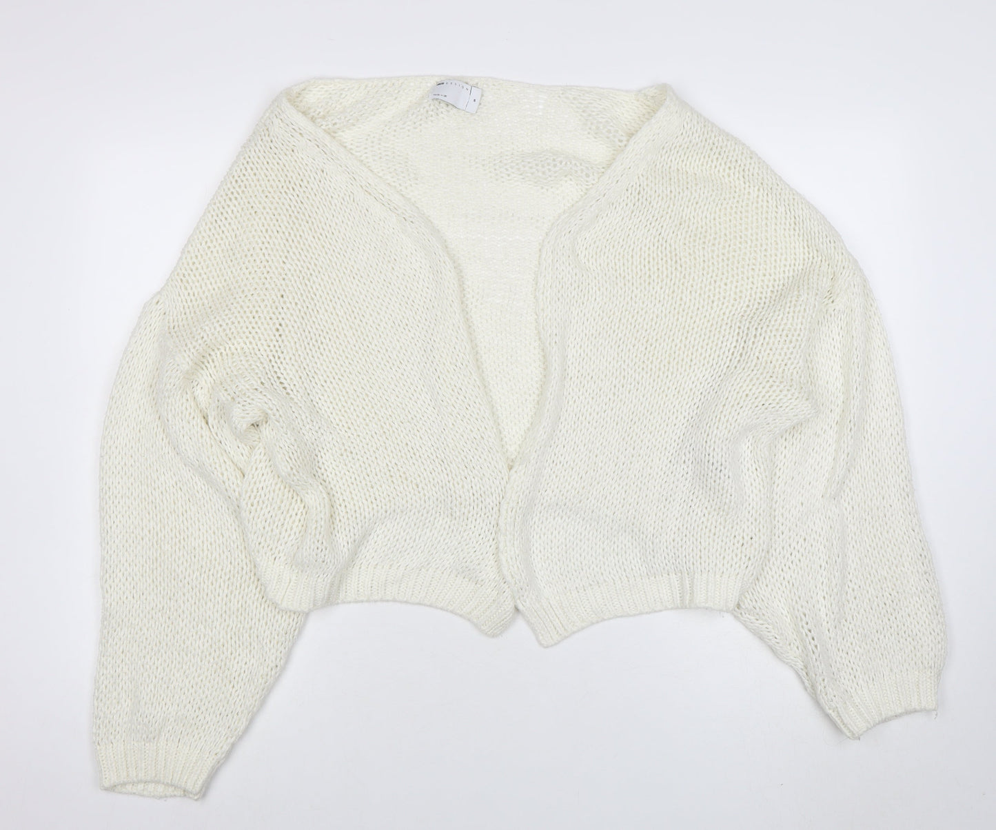 ASOS Women Ivory Open-Knit Balloon Sleeve Cardigan Size 12