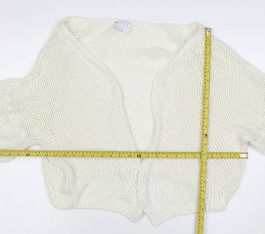 ASOS Women Ivory Open-Knit Balloon Sleeve Cardigan Size 12
