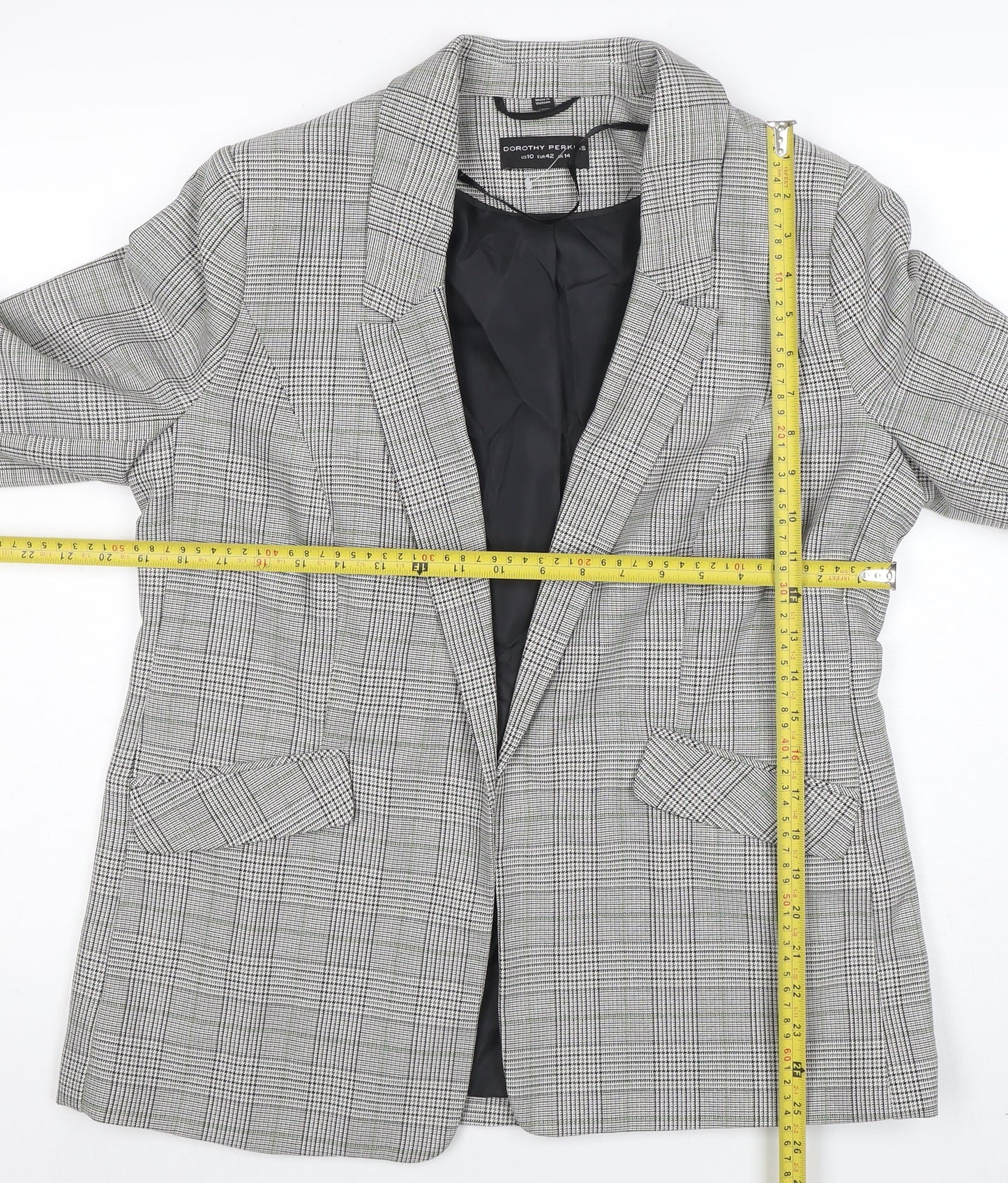Dorothy Perkins Women's Grey Check Blazer UK14 Classic Tailored