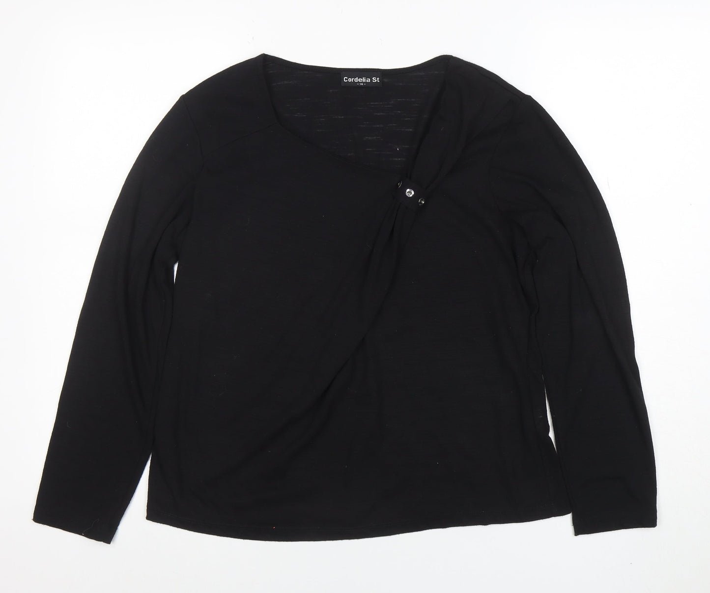 Cordelia St Women's Black Wrap Long Sleeve Blouse Size 14