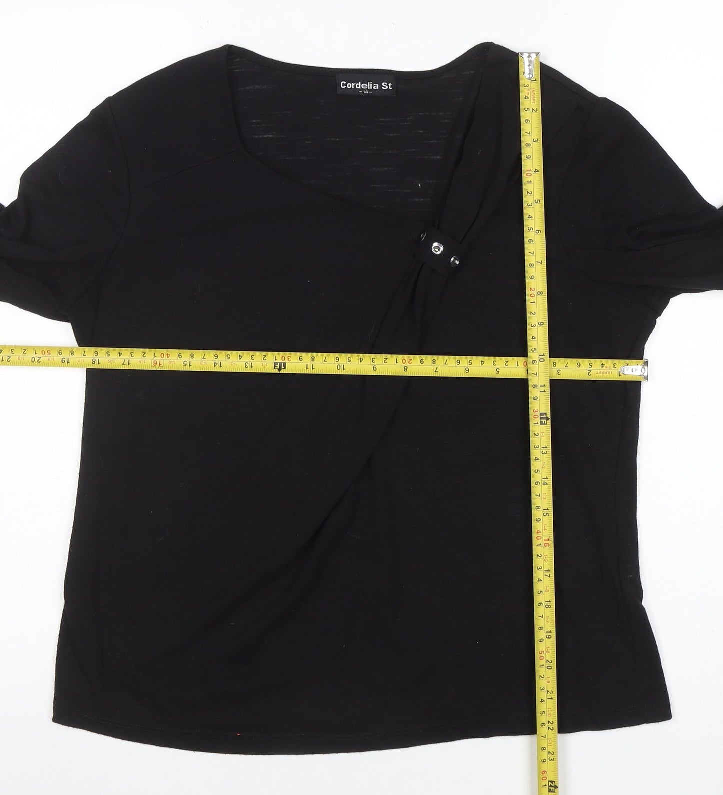 Cordelia St Women's Black Wrap Long Sleeve Blouse Size 14