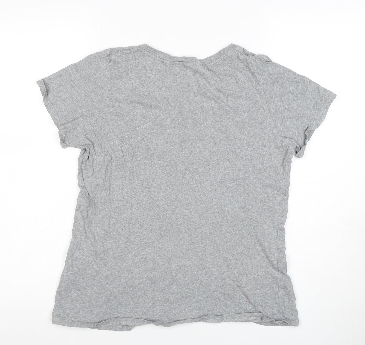 Nike Womens Grey V-Neck Short Sleeve Basic Cotton T-Shirt M