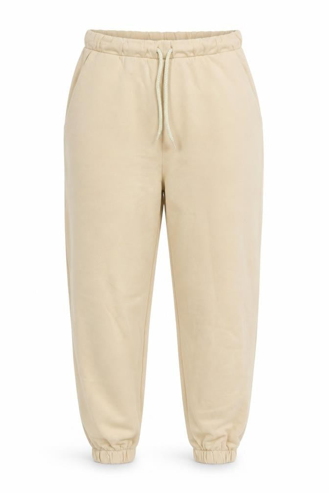 Front view of ASOS Design Women’s Beige Jogger Trousers, size UK 12, Cotton Fleece