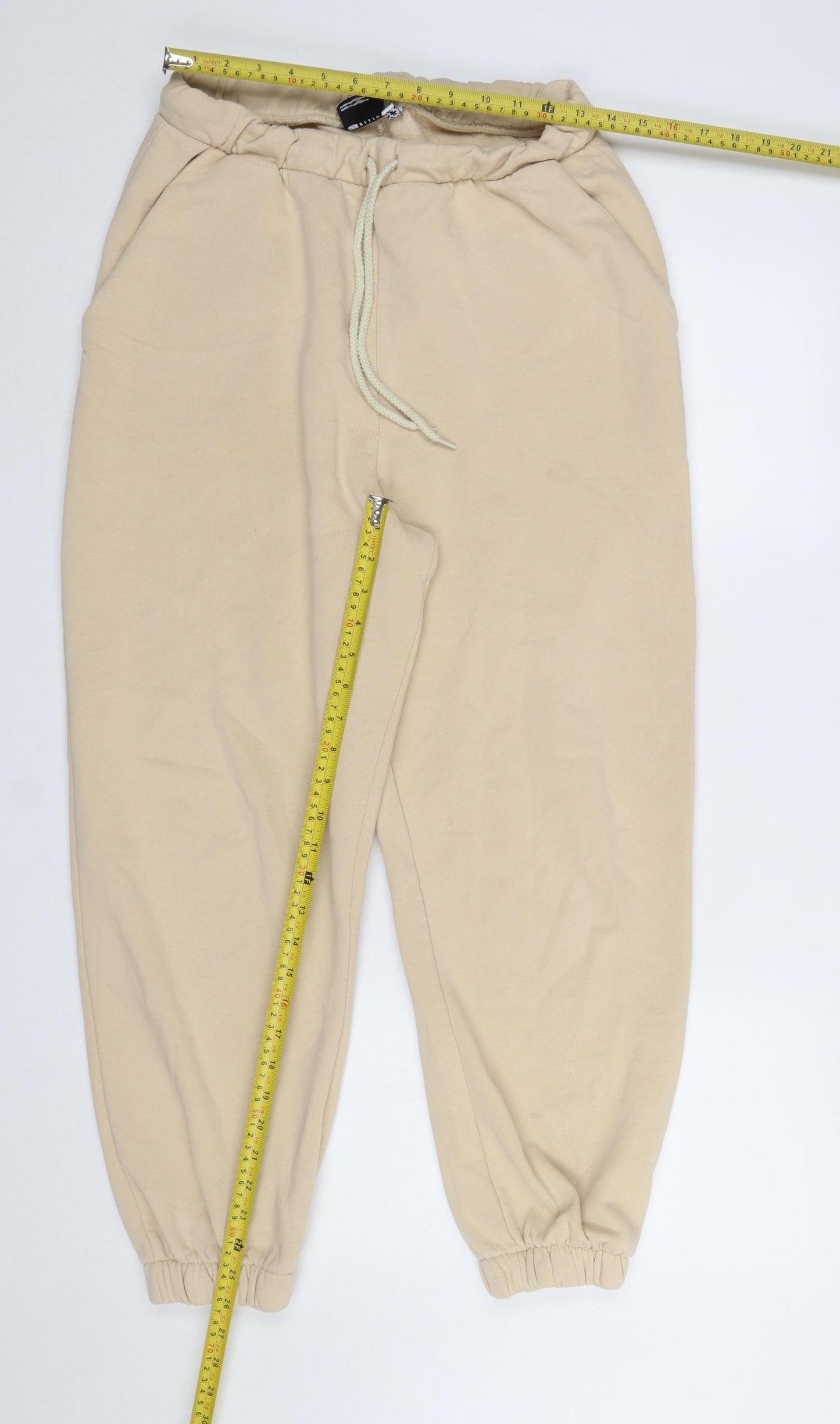 ASOS Design Women’s Beige Jogger Trousers Size 12 Cotton Fleece