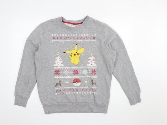 Pokémon Women’s Grey Pikachu Christmas Sweatshirt Size L