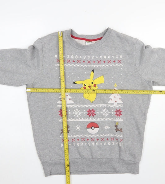 Pokémon Women’s Grey Pikachu Christmas Sweatshirt Size L