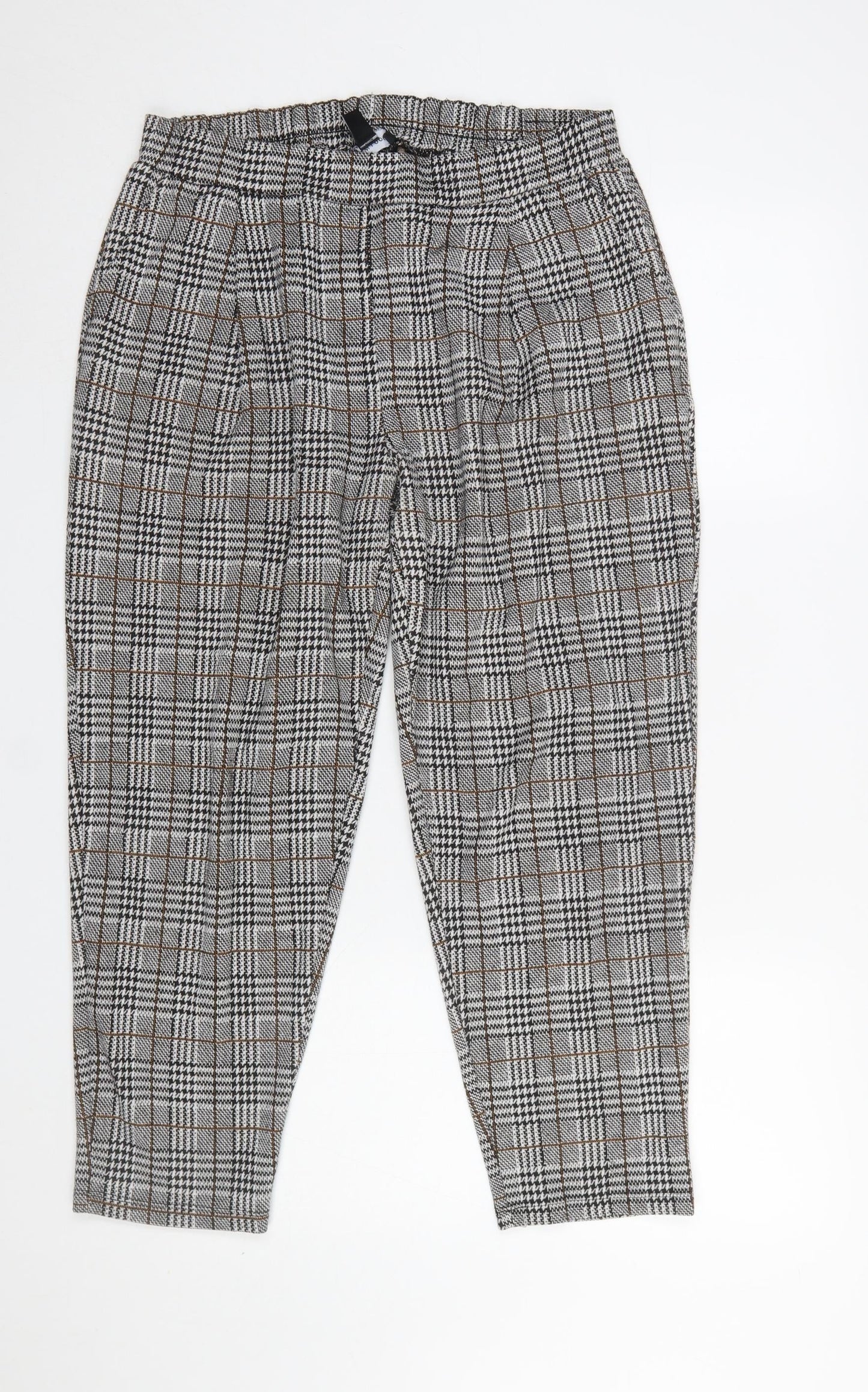 New Look Women's Grey Check Tapered Trousers Size 14
