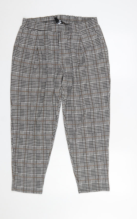 New Look Women's Grey Check Tapered Trousers Size 14