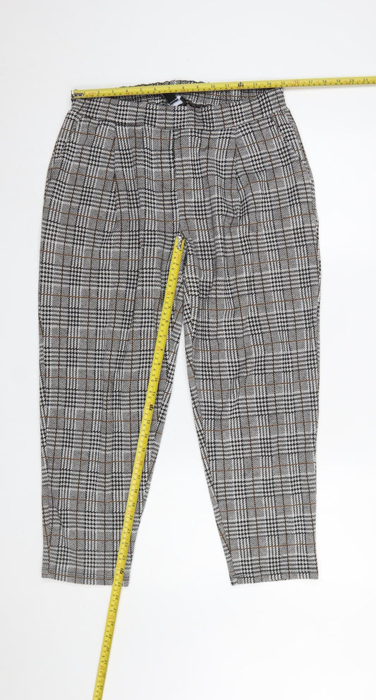 New Look Women's Grey Check Tapered Trousers Size 14