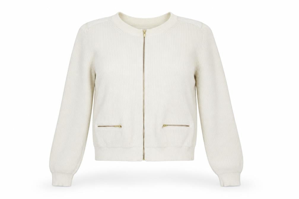 Banana Republic Women Ivory Full Zip Knit Jumper L
