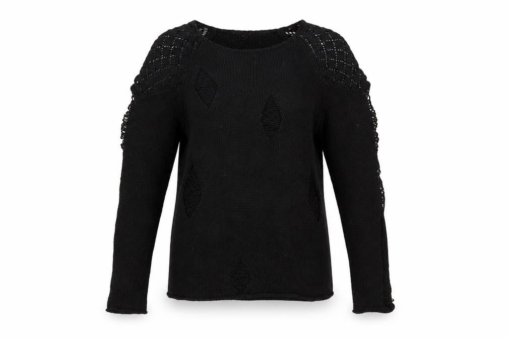 Tigerlily Women’s Black Knit Cold Shoulder Crew Neck Pullover Jumper Size 10