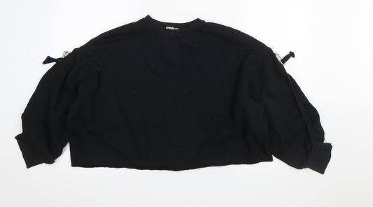 ZARA Trafaluc Women Black Long Sleeve Buckle Pullover Sweatshirt S