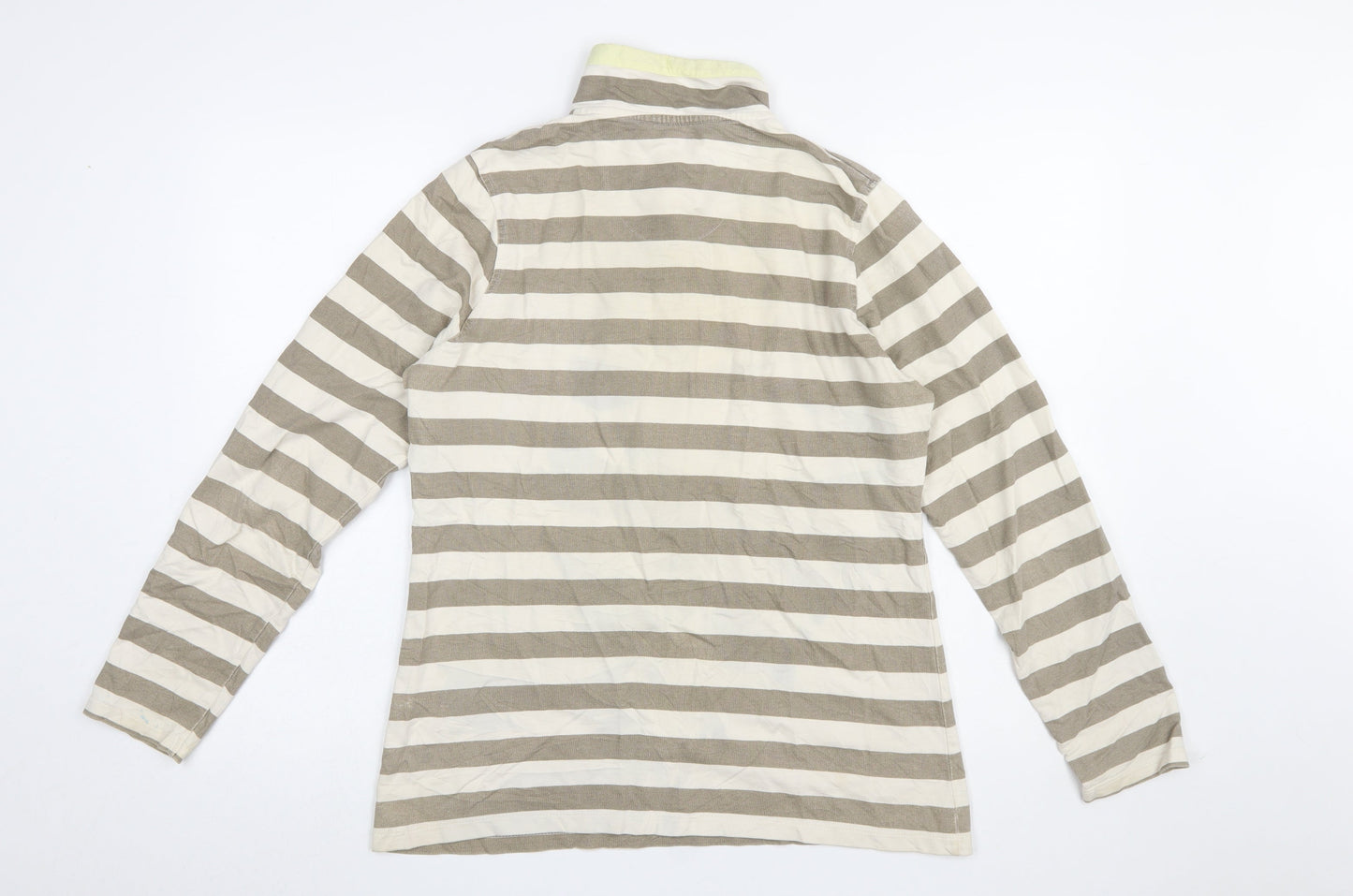 Regatta Women Beige Stripe Henley Sweatshirt UK 10 Cotton Button Detail