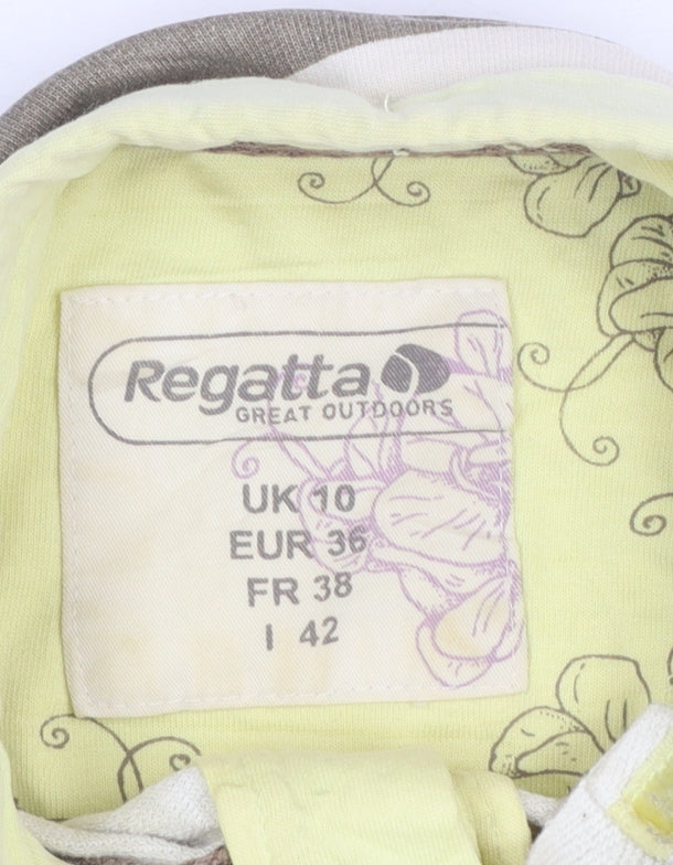 Regatta Women Beige Stripe Henley Sweatshirt UK 10 Cotton Button Detail