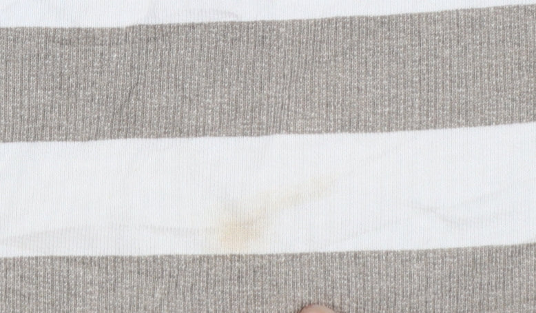 Regatta Women Beige Stripe Henley Sweatshirt UK 10 Cotton Button Detail