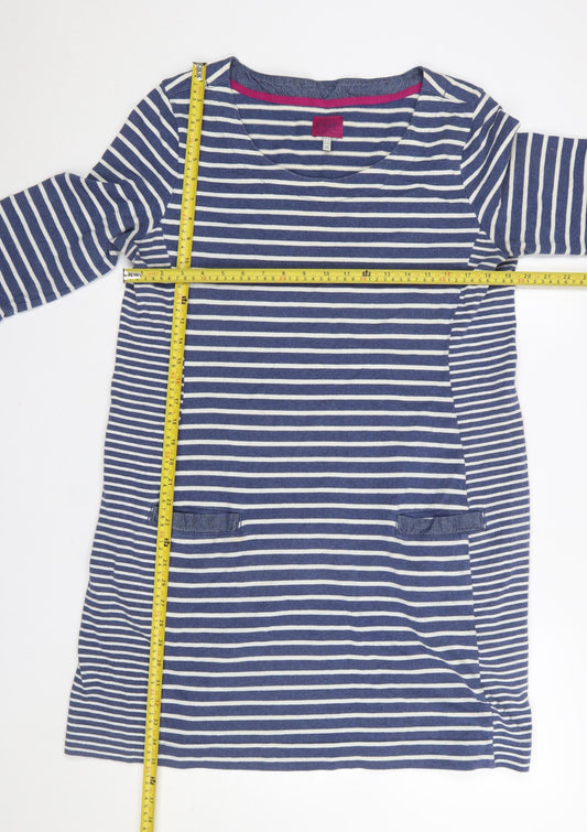 Joules Women Blue Stripe Cotton Shift Dress Size 18 3/4 Sleeve