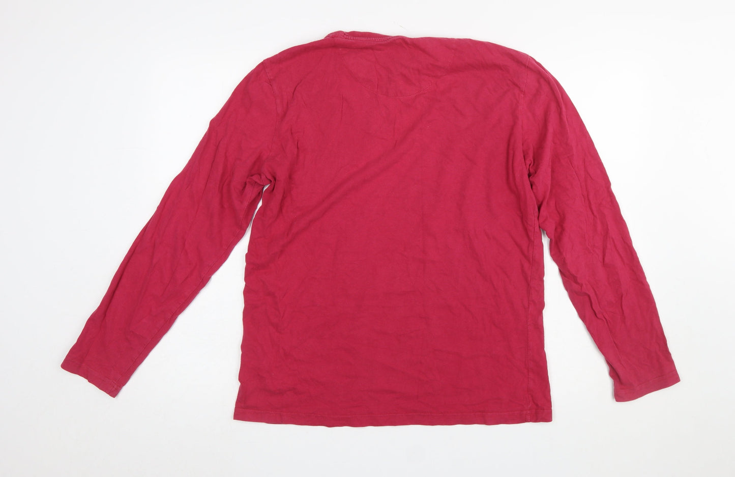 Crew Clothing Company Men's Red Cotton Long Sleeve Pyjama Top M