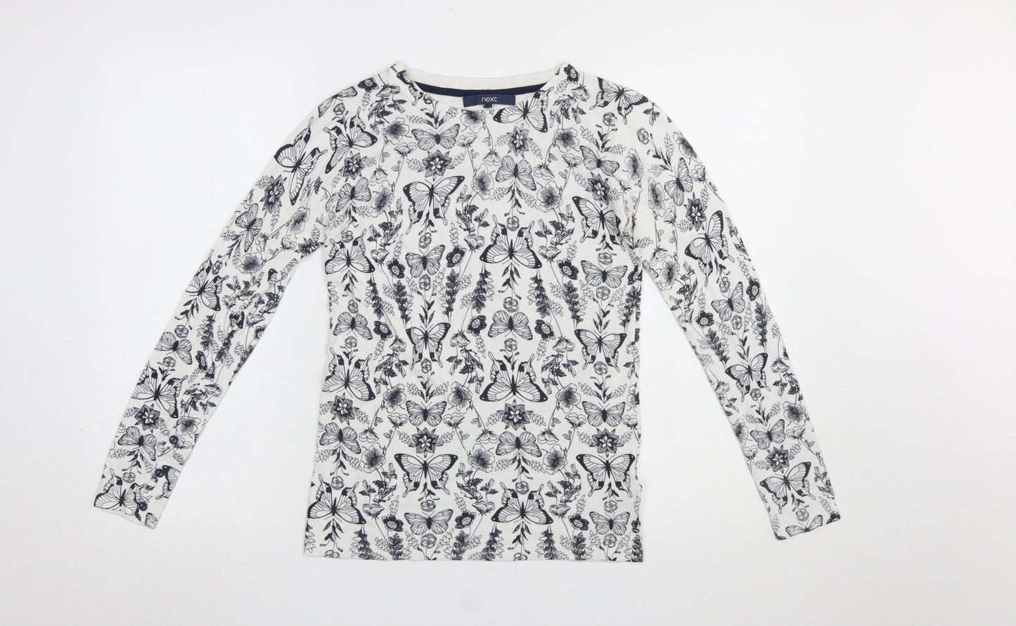 Next Women's White Butterfly Print Long Sleeve Pullover Jumper Size 8