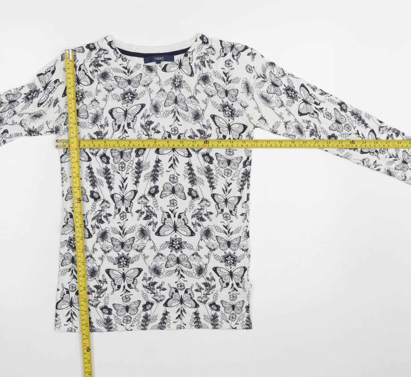 Next Women's White Butterfly Print Long Sleeve Pullover Jumper Size 8
