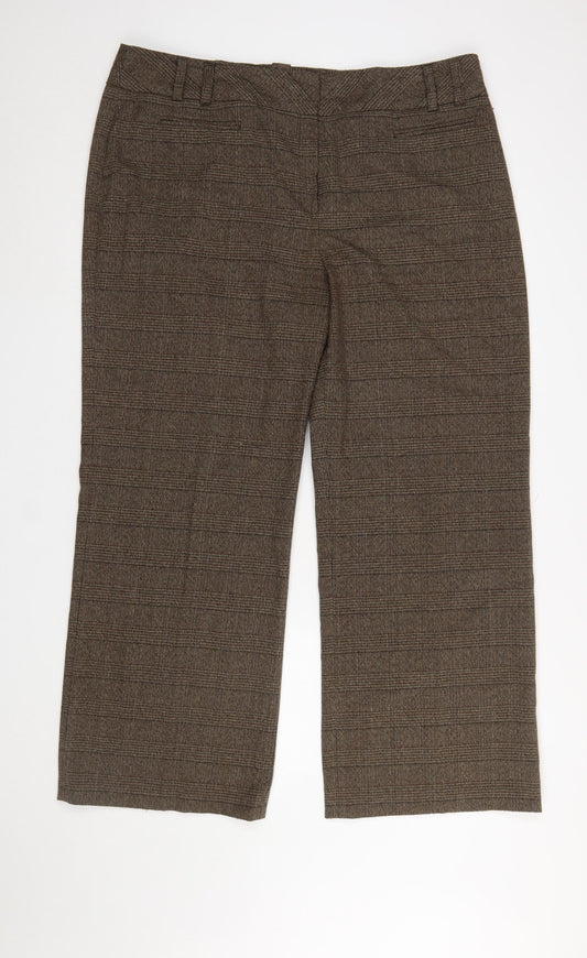 TU Women Brown Check Dress Pants Size 20 Plus Straight Leg Trousers