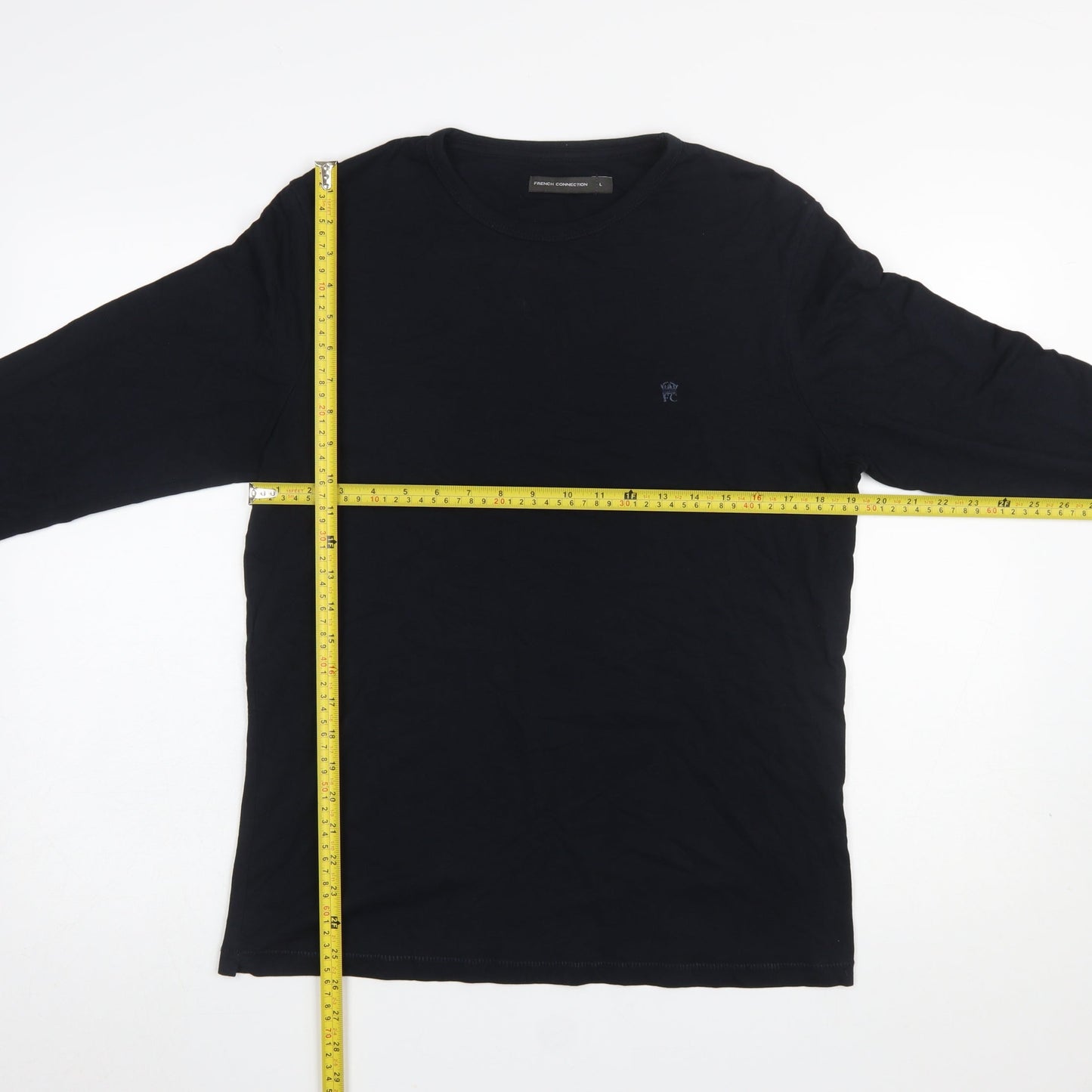 French Connection Men's Black Long Sleeve Cotton T-Shirt L