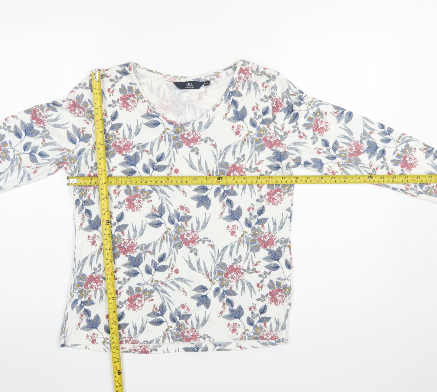 Isle Essentials Women's Multicoloured Floral Cotton 3/4 Sleeve T-Shirt Size 14-16