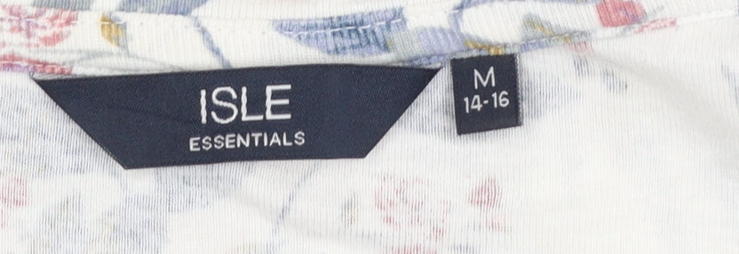 Isle Essentials Women's Multicoloured Floral Cotton 3/4 Sleeve T-Shirt Size 14-16