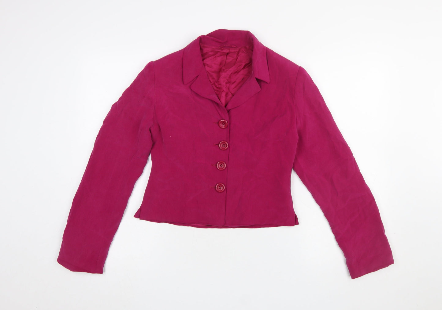 Hobbs Women's Fuchsia Silk Blazer Jacket Size 10 Single-Breasted