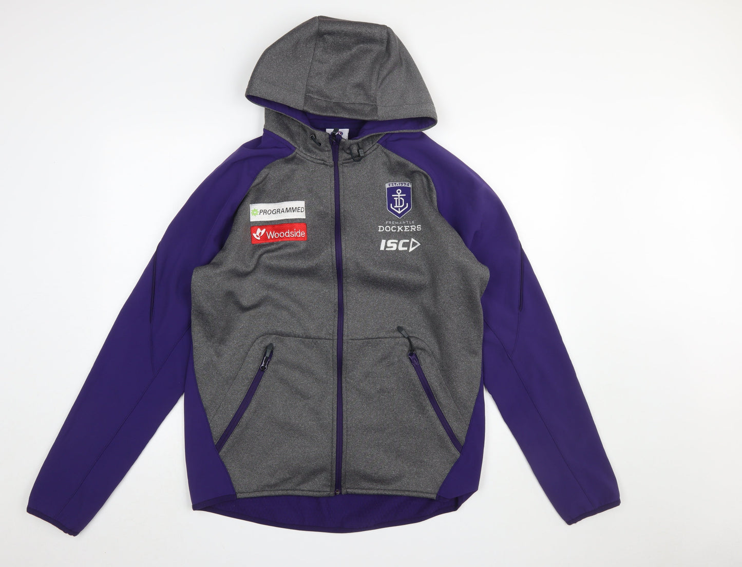 ISC Men’s Purple Soft Shell Hooded Zip Jacket M Football Sportswear