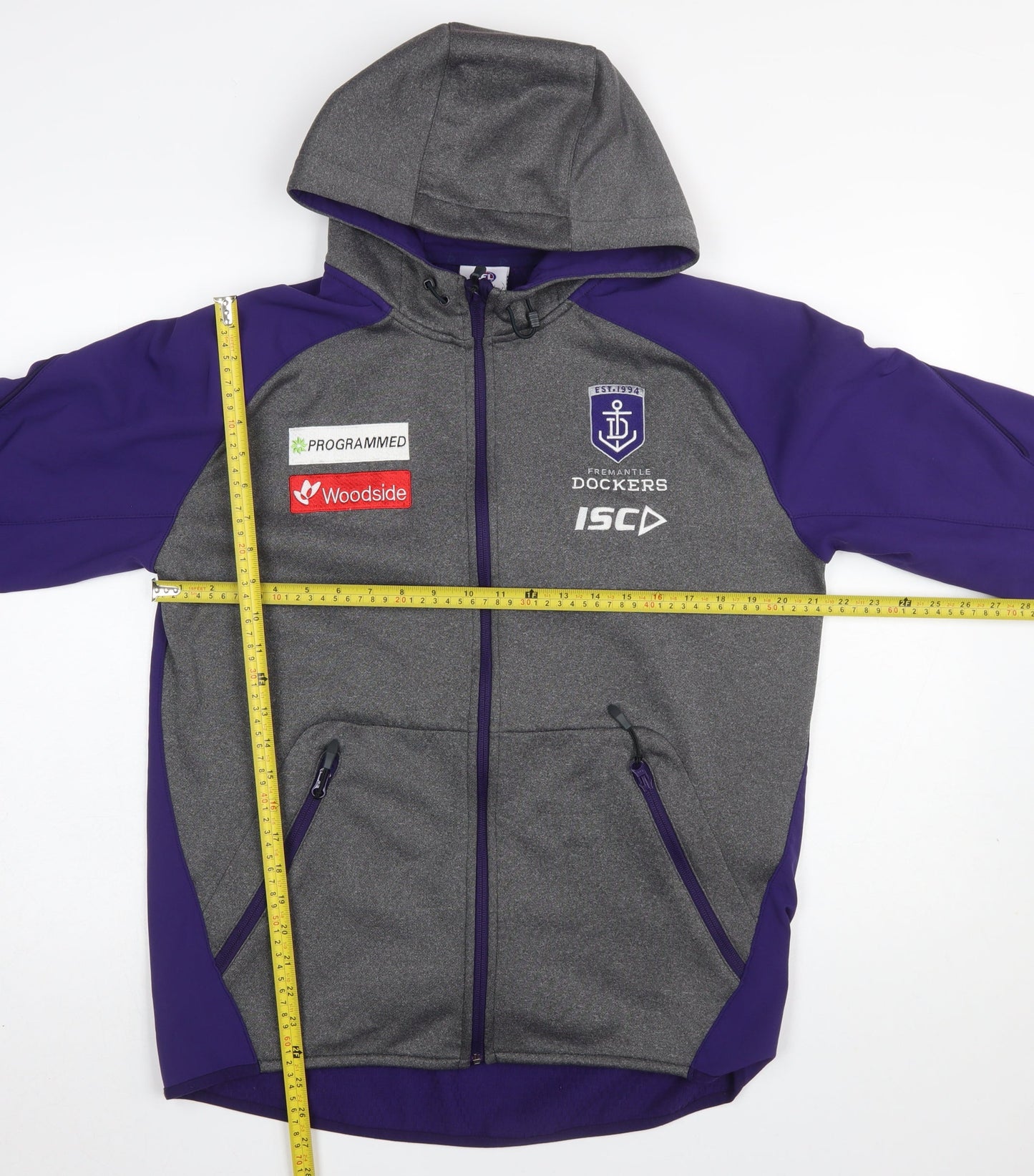 ISC Men’s Purple Soft Shell Hooded Zip Jacket M Football Sportswear