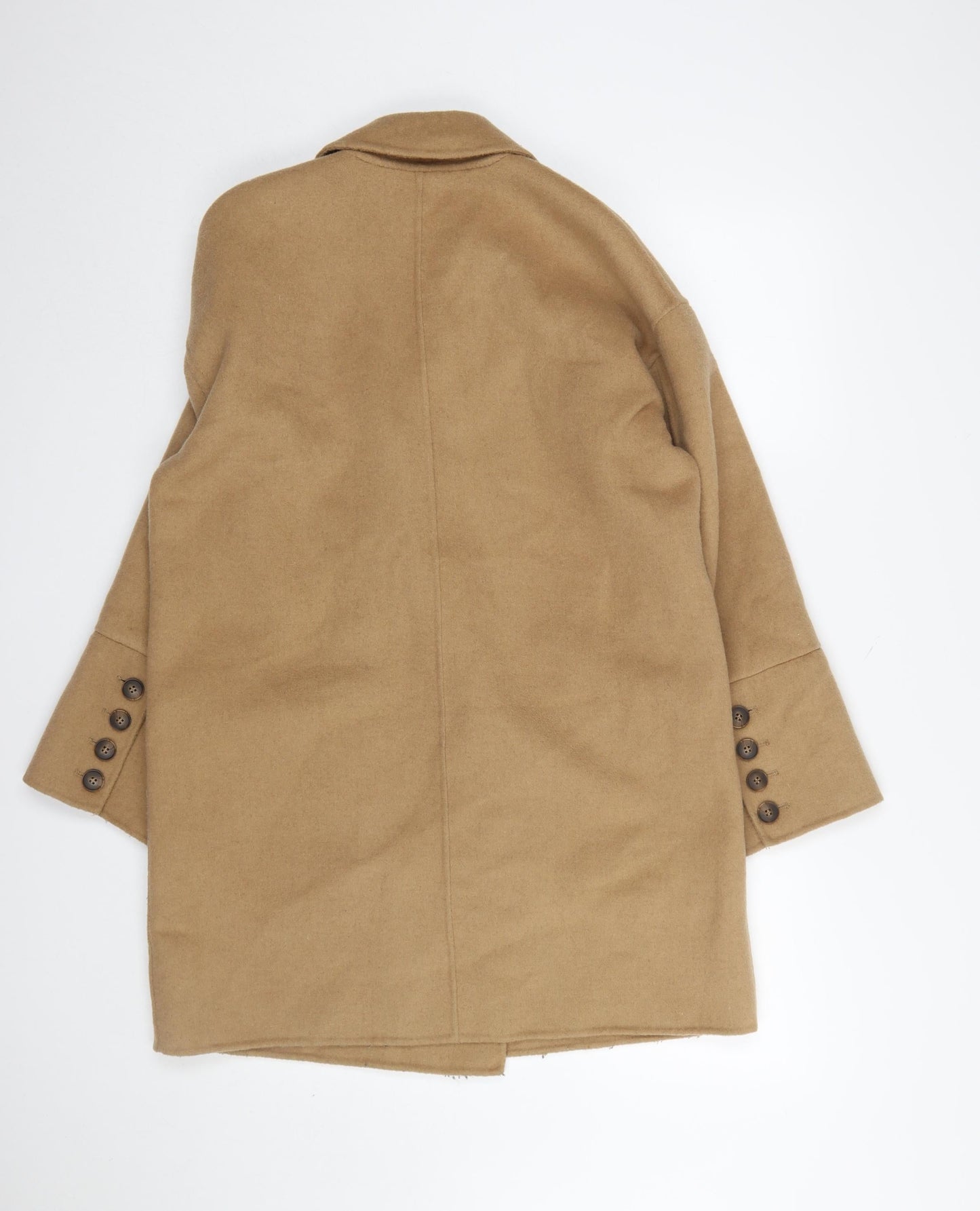 John Lewis Women Beige Wool Blend Double Breasted Coat Size 12
