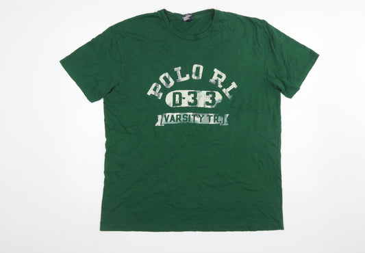 Polo Ralph Lauren Men's Green Varsity Graphic Cotton T-Shirt L