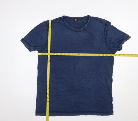 BOSS Men's Blue 2XL Regular Fit Cotton Crew Neck T-Shirt