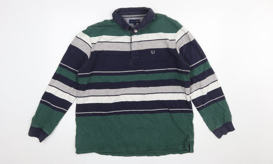 Lincoln Men's Multicoloured Striped Long Sleeve Polo Shirt XL