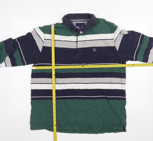 Lincoln Men's Multicoloured Striped Long Sleeve Polo Shirt XL