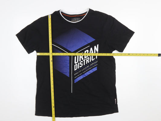 Angelo Litrico Urban District Men's Black XL Graphic Cotton T-Shirt