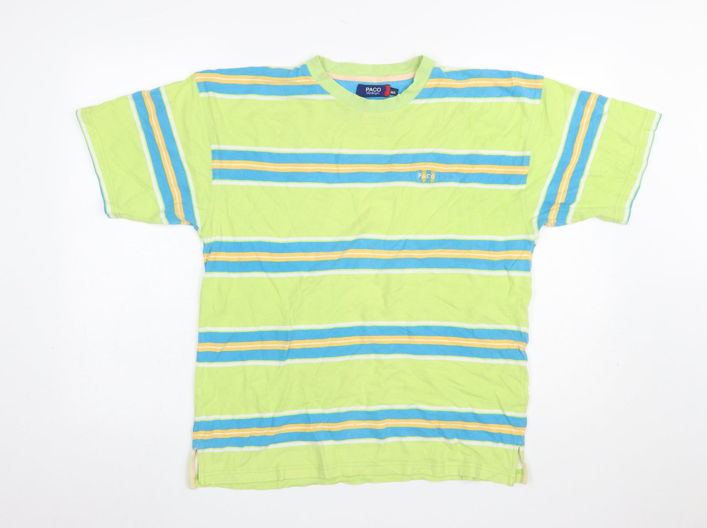 Paco Design Men's Retro Multicoloured Striped Cotton T-Shirt M
