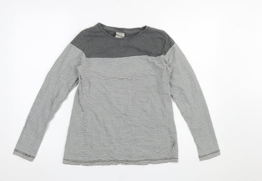 Trespass Women’s Grey Striped Long Sleeve Cotton T-Shirt Size M