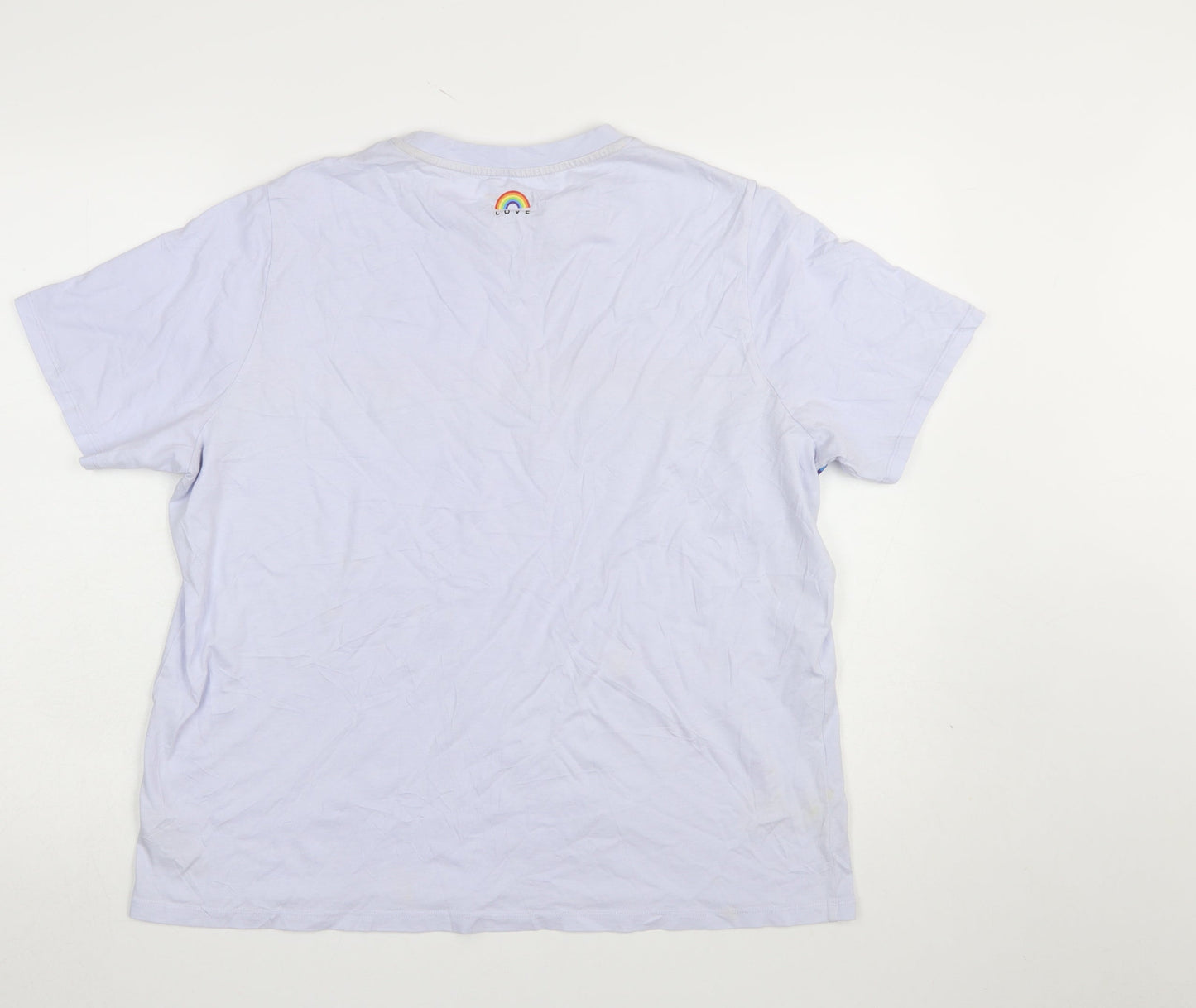 Marks and Spencer Women's Blue Rainbow Pride Cotton T-Shirt Size L