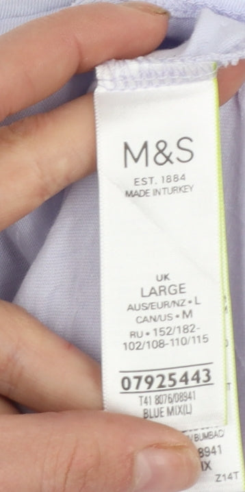 Marks and Spencer Women's Blue Rainbow Pride Cotton T-Shirt Size L