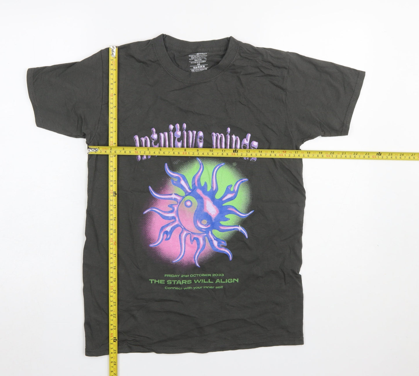 Daisy Street Women’s Black Intuitive Minds XS Cotton Graphic T-Shirt