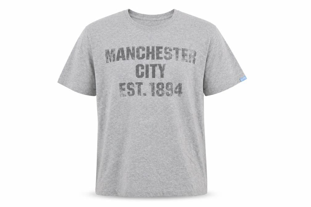 Manchester City Grey Men's Medium Crew Neck Graphic T-Shirt