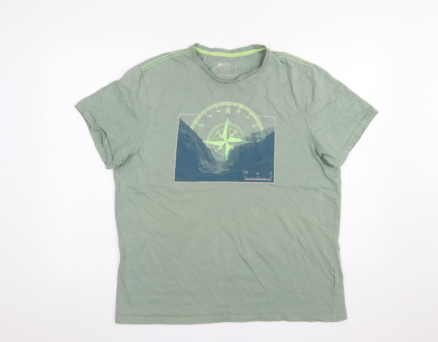 Mountain Warehouse Men's Green Organic Cotton Graphic T-Shirt Size L