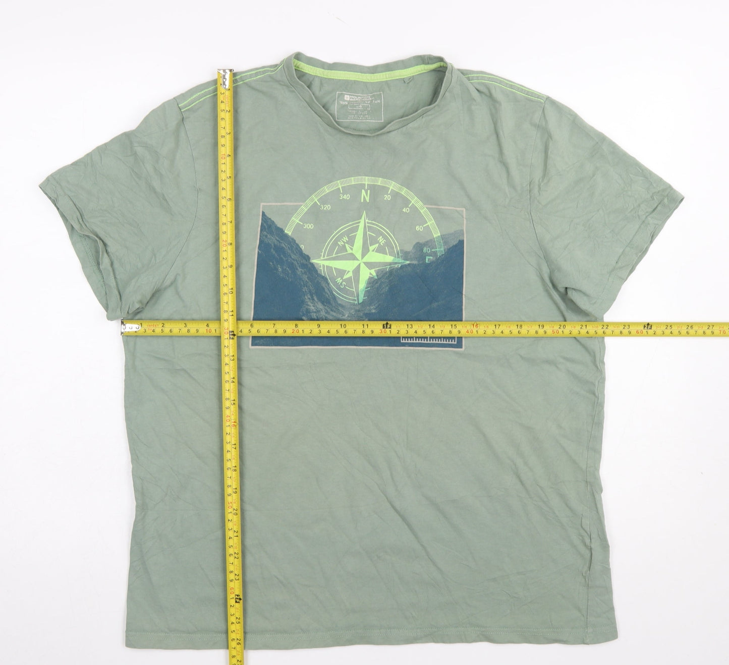 Mountain Warehouse Men's Green Organic Cotton Graphic T-Shirt Size L