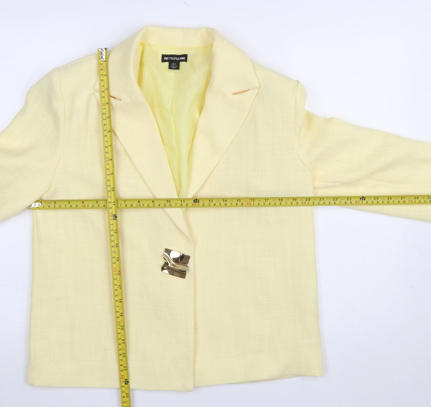 PrettyLittleThing Women's Yellow Blazer Jacket UK 6 Single-Breasted