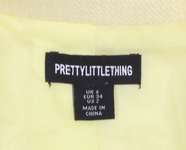 PrettyLittleThing Women's Yellow Blazer Jacket UK 6 Single-Breasted