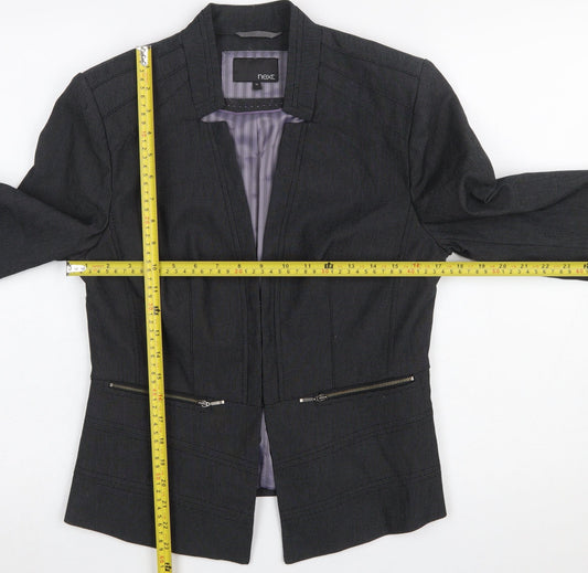 Next Women's Black Size 12 Tailored Herringbone Cotton Blazer
