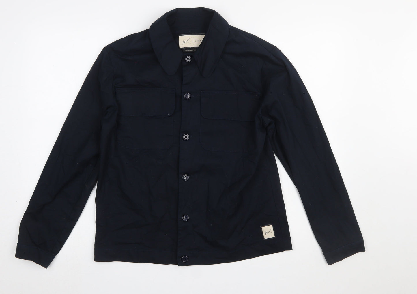 Prévu Men’s Navy Button-Up Shirt Medium Cotton Stretch