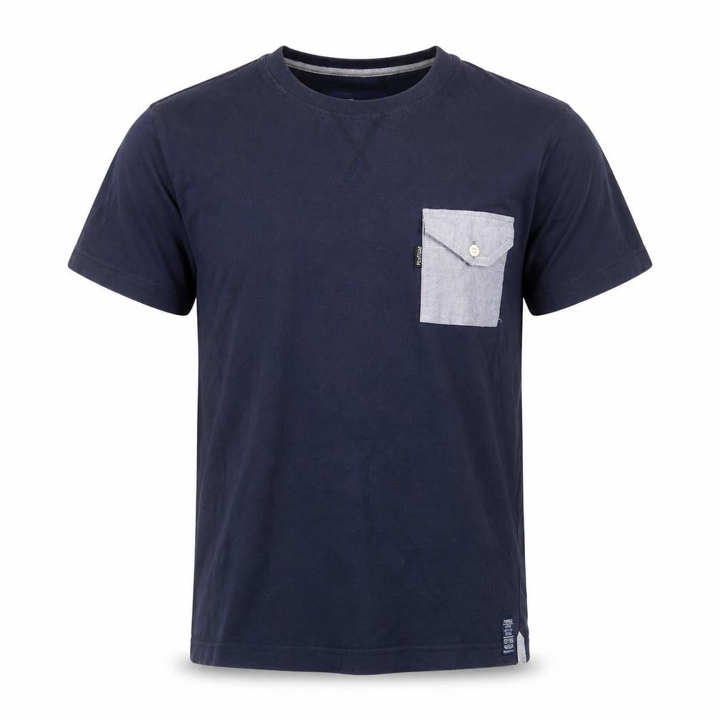 Penfield Men's Blue Cotton Crew Neck Colourblock Pocket T-Shirt M